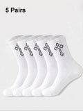 Polyester Elastane Blend Mens Crew Socks 5 Pack