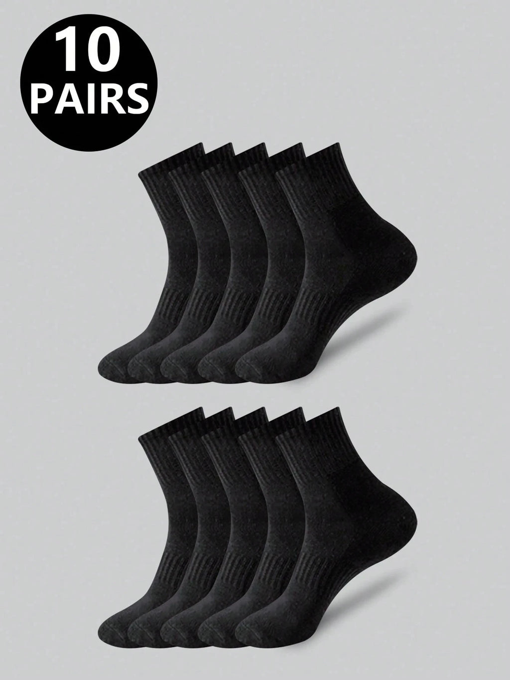 Polyester Elastane Blend Crew Socks 10 Pair Set