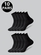 Polyester Elastane Blend Crew Socks 10 Pair Set