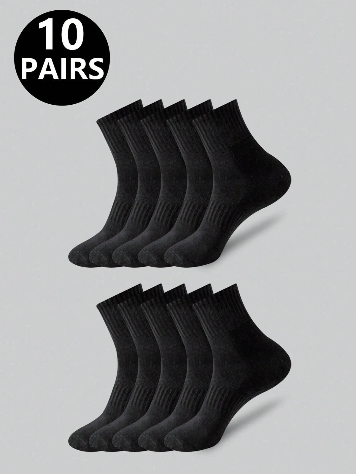 Polyester Elastane Blend Crew Socks 10 Pair Set