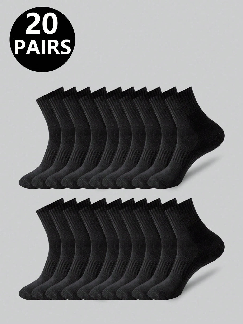 20 Pair Polyester Elastane Blend Mid Calf Crew Socks