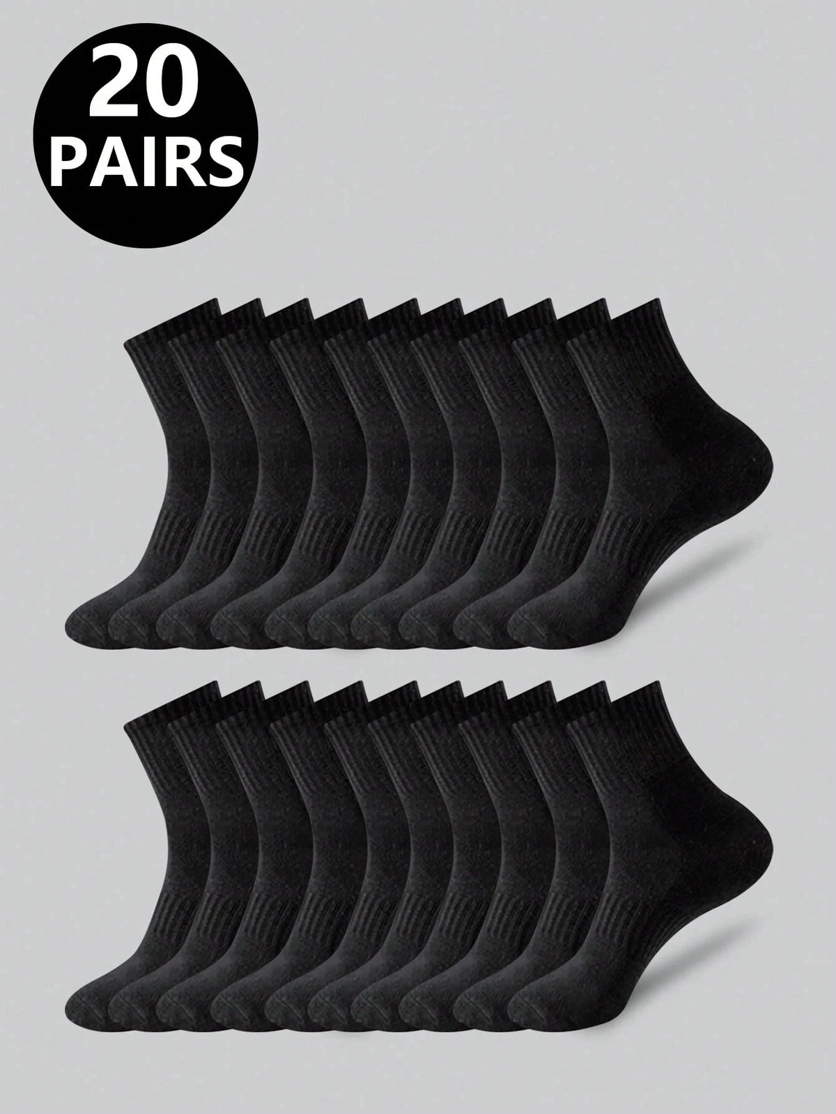 20 Pair Polyester Elastane Blend Mid Calf Crew Socks