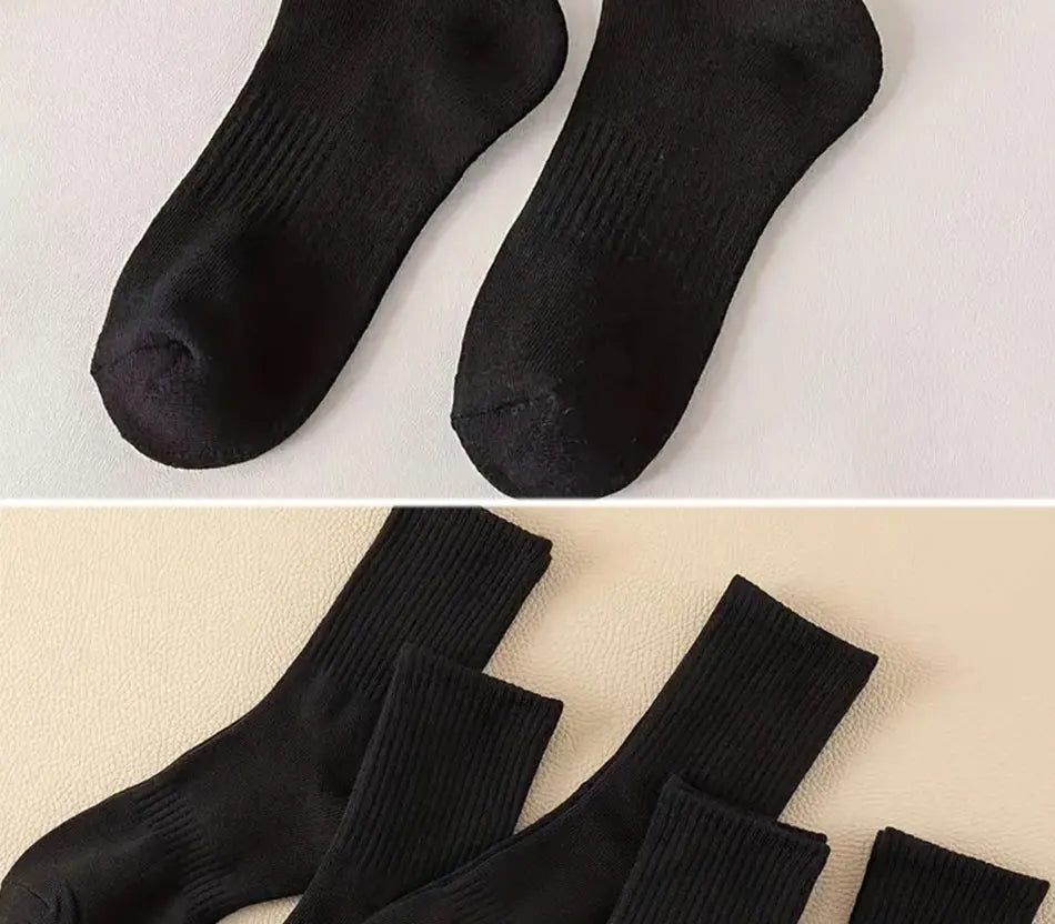 Polyester Elastane Breathable Black Crew Socks