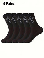 Polyester Elastane Blend Mens Crew Socks 5 Pack