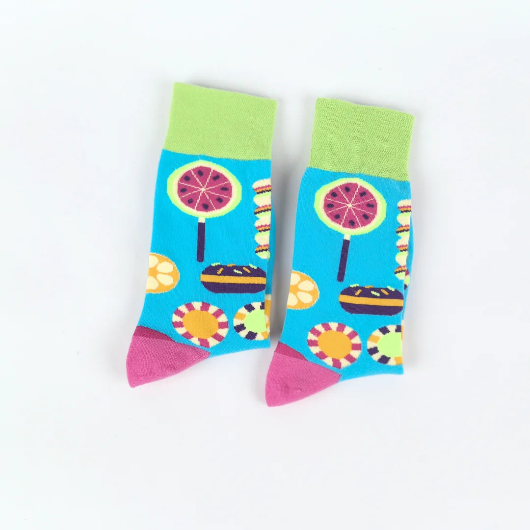 Cotton Blend Mid Calf Women Socks Candy Print