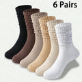 Polyester Elastane Blend Mid Calf Casual Slouch Socks 6 Pairs