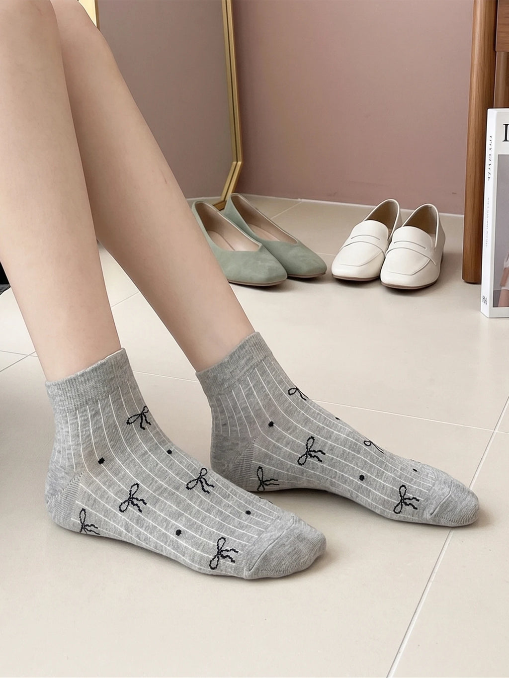5 Pairs Polyester Elastane Knit Ankle Socks