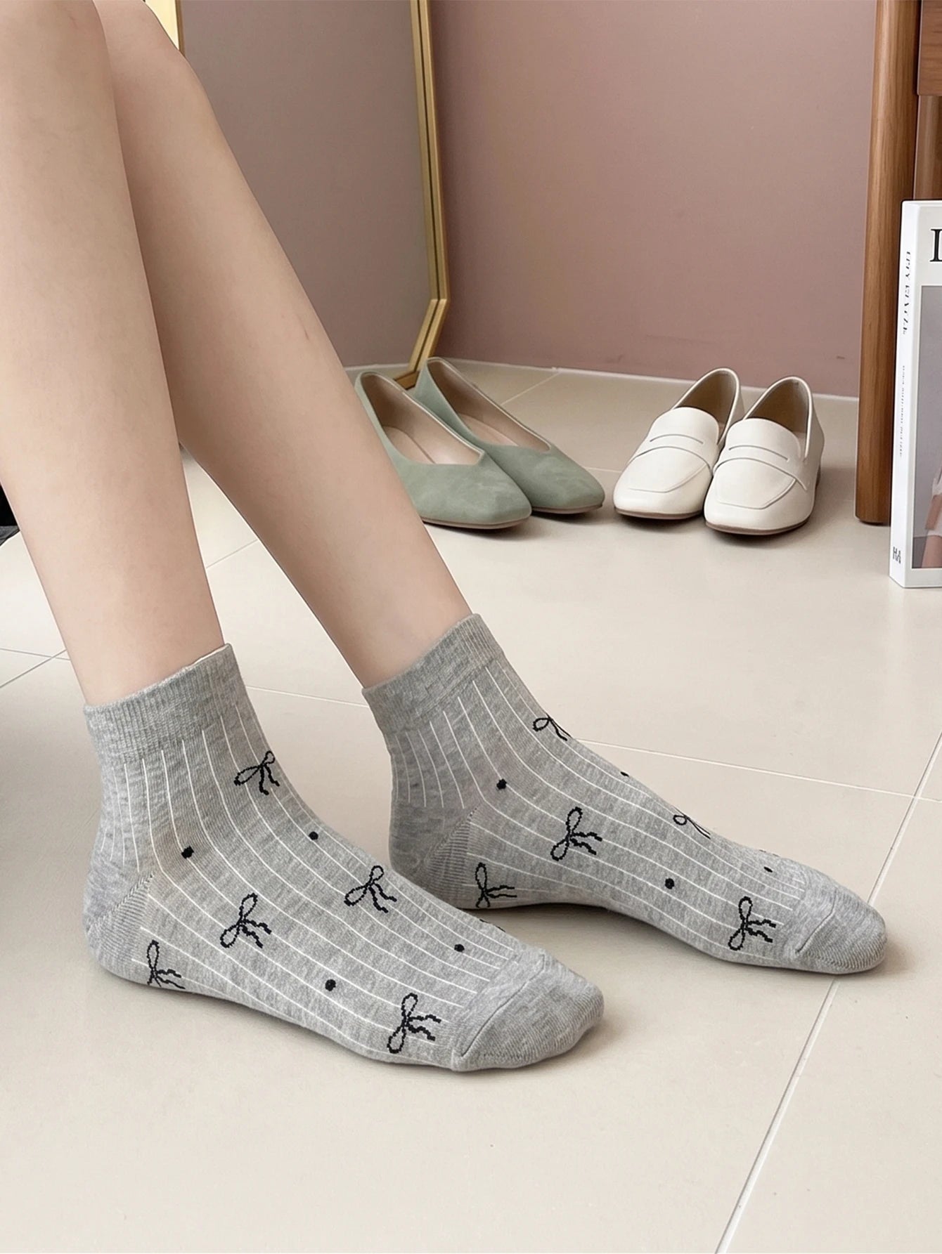 5 Pairs Polyester Elastane Knit Ankle Socks - 8