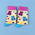 Cotton Blend Bear Pattern Casual Mid Calf Socks