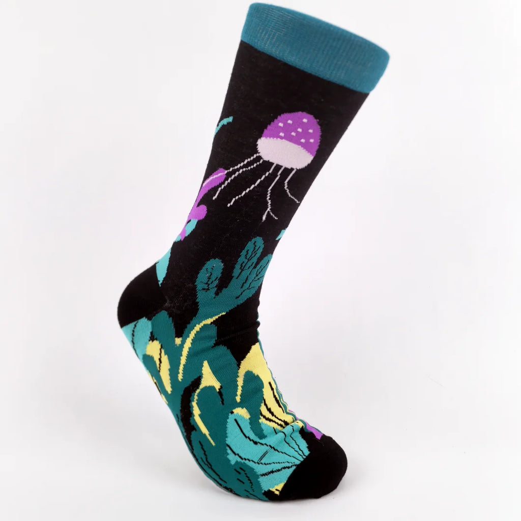 Polyester Elastane Seaweed and Jellyfish Pattern Mid Calf Socks