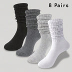 8 Pack Polyester Elastane Casual Slouch Crew Socks
