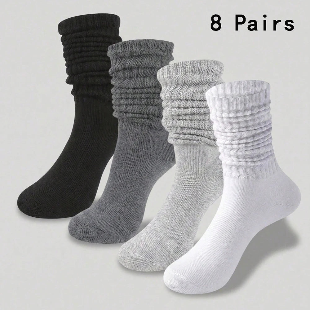 8 Pack Polyester Elastane Casual Slouch Crew Socks - 6