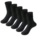 5 Pair Polyester Elastane Knit Mid Calf Slouch Socks