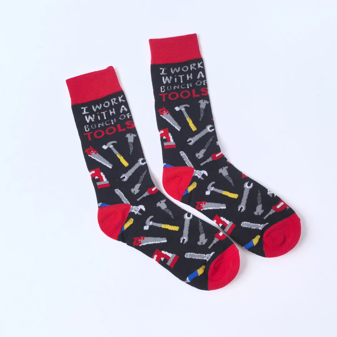 Polyester Elastane Patterned Mid Calf Crew Socks for Men - 10