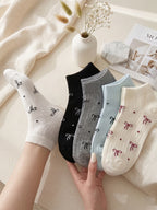 5 Pairs Polyester Elastane Knit Ankle Socks