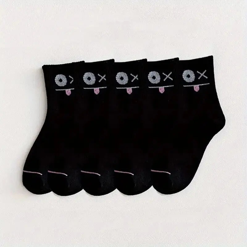 Polyester Blend Expression Print Crew Socks