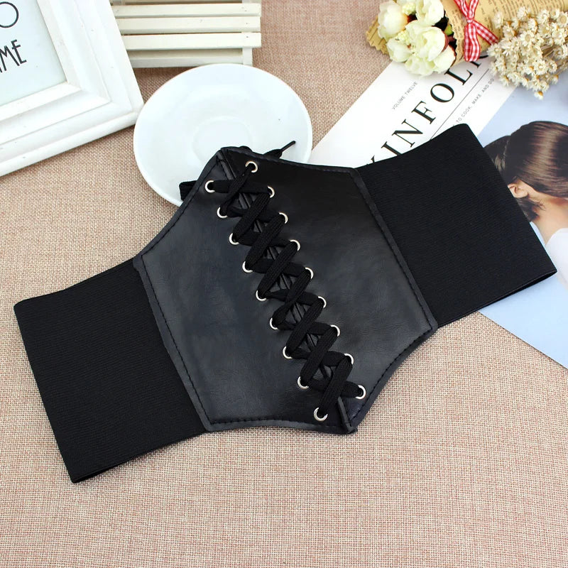 Synthetic Leather Waist Cincher Corset Belt - 7
