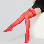 Floral Lace Over Knee Stockings Womens Ultrathin Sheer Thigh Highs