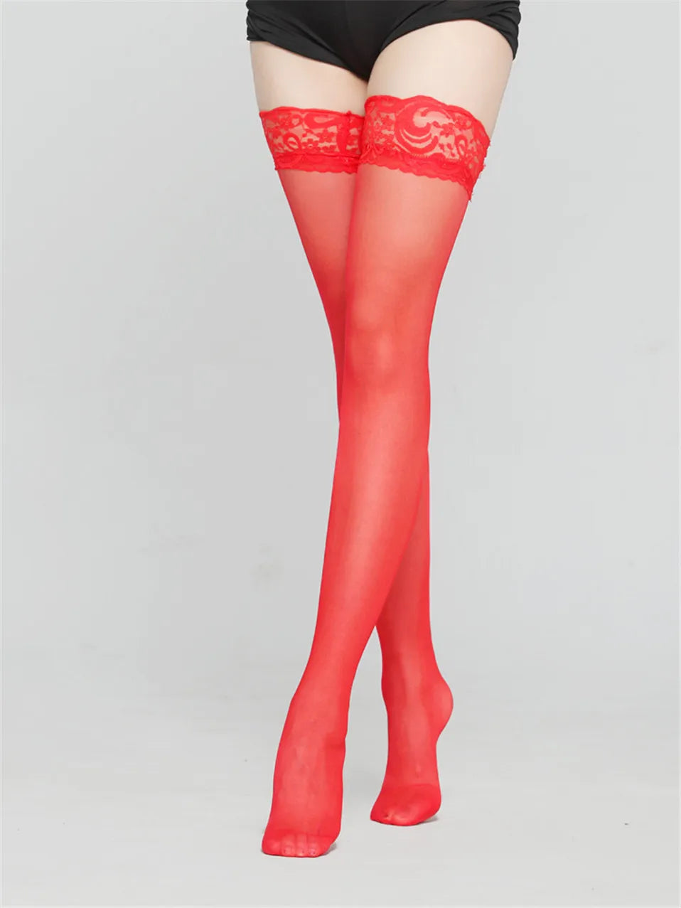 Floral Lace Over Knee Stockings Womens Ultrathin Sheer Thigh Highs