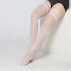 Floral Lace Over Knee Stockings Womens Ultrathin Sheer Thigh Highs