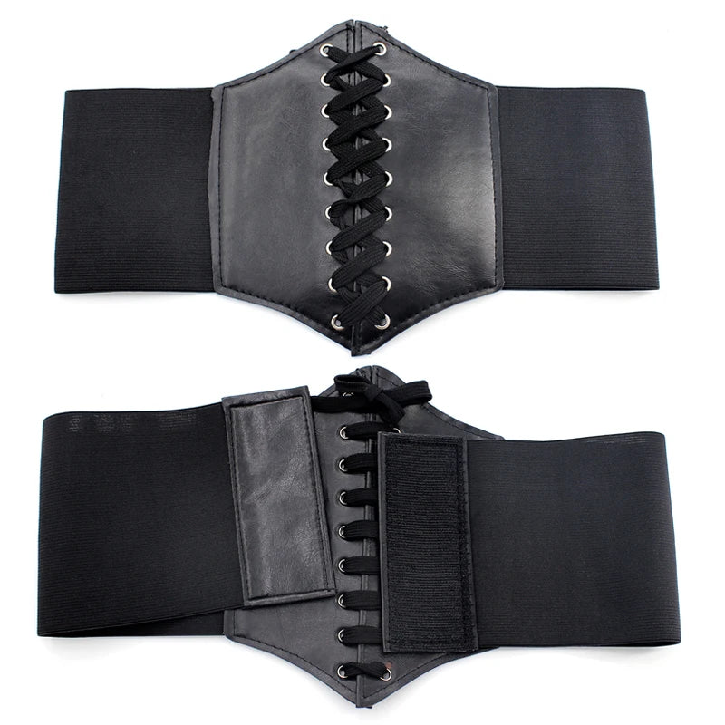 Synthetic Leather Waist Cincher Corset Belt - 10