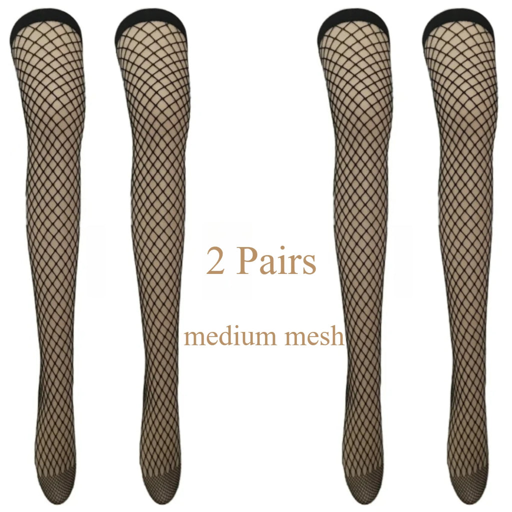 Nylon Elastane Fishnet Thigh High Stockings