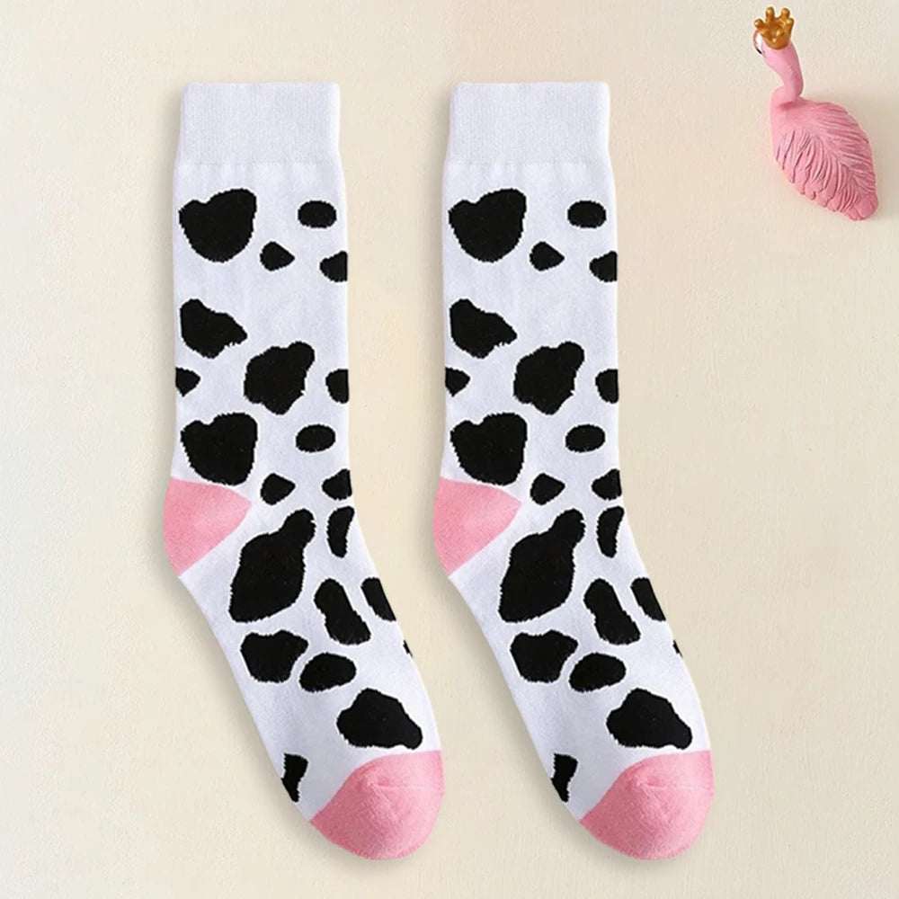 Cotton Cow Pattern Mid Tube Casual Socks