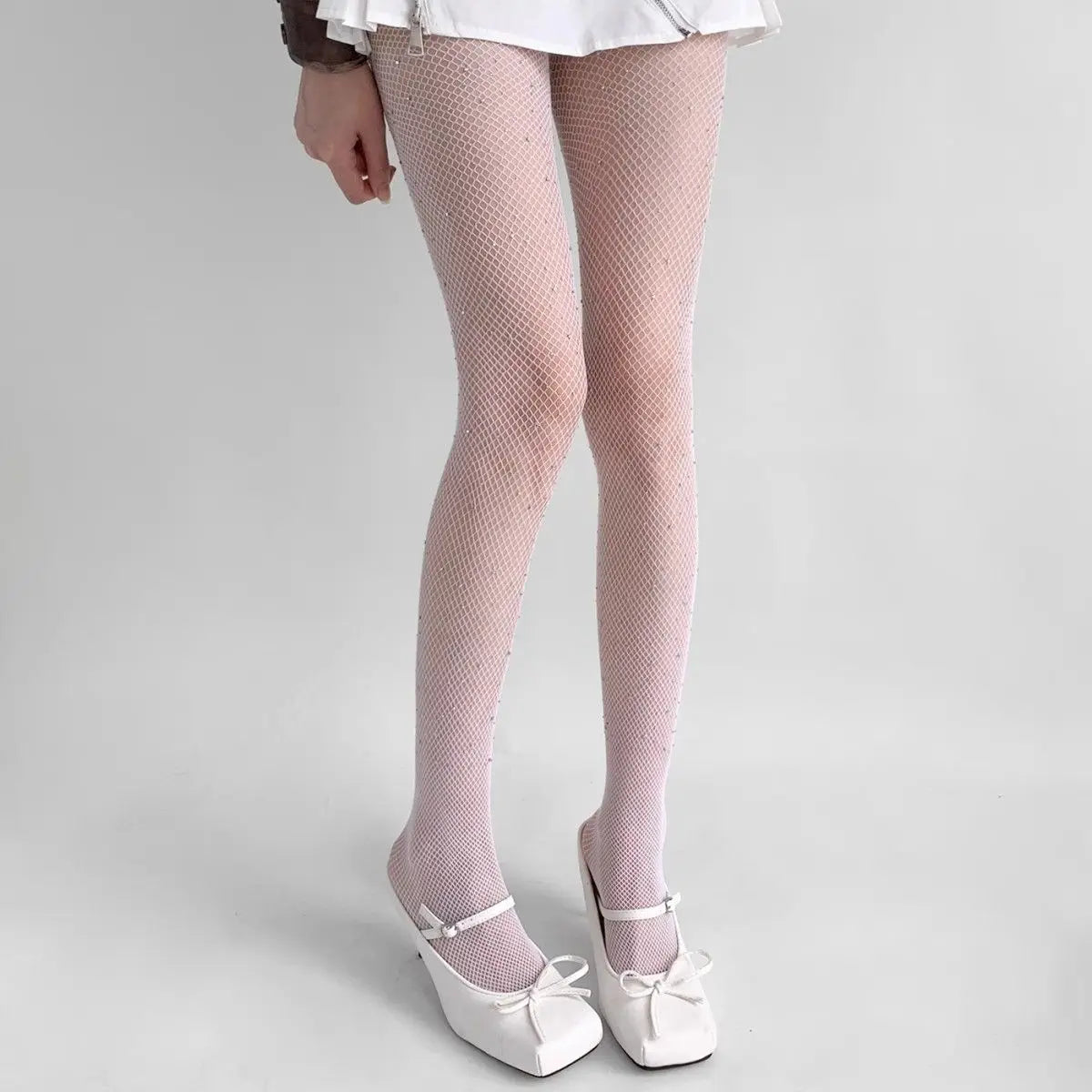 Rhinestone Fishnet Nylon Tights Mesh Pantyhose