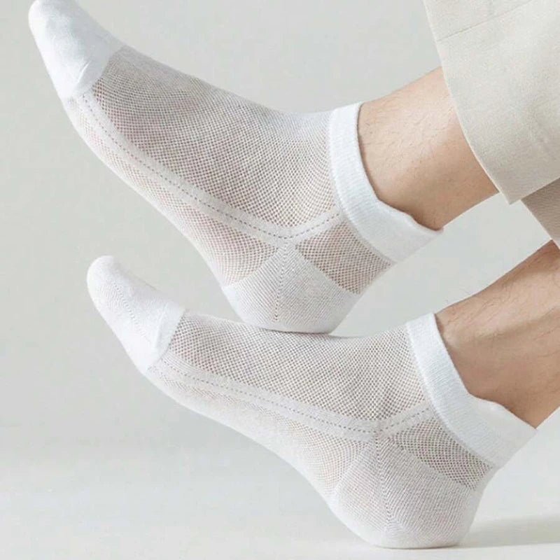 Cotton Polyester Ankle Socks Breathable Mesh Summer Casual Footwear