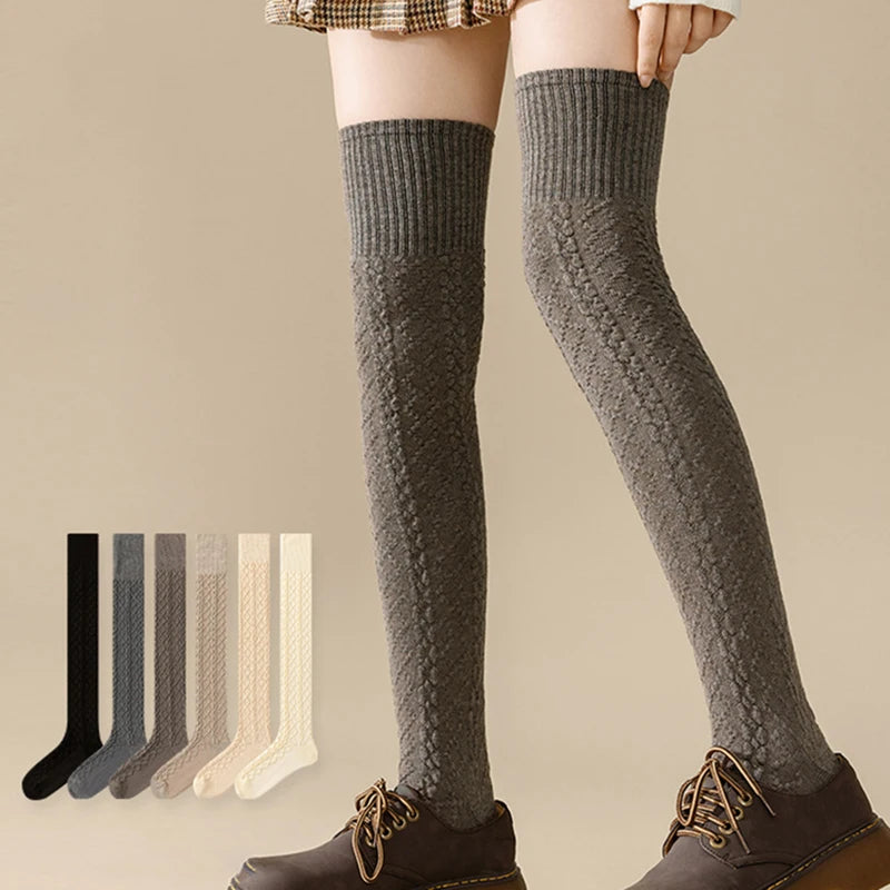 Wool Blend Knit Knee High Socks - 8