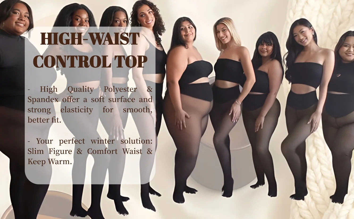 Fleece Lined Translucent High Waisted Thermal Tights - 14