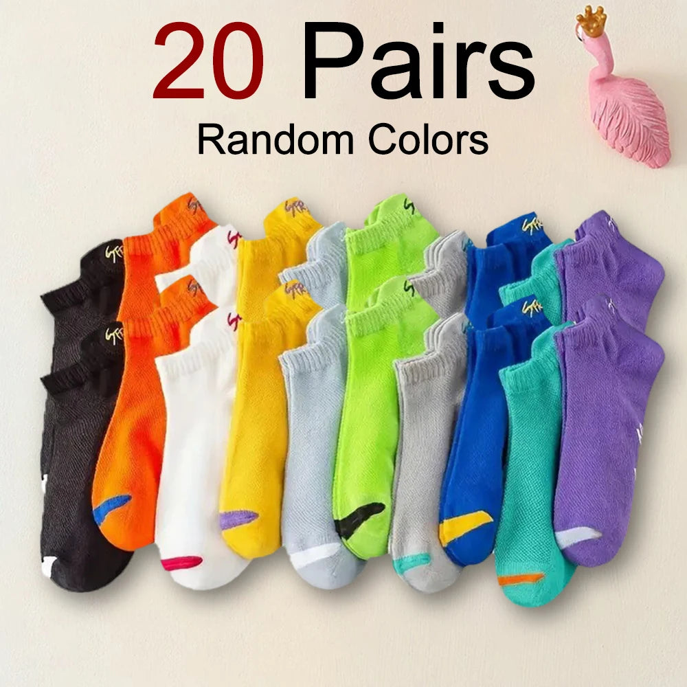 Men Breathable Polyester Ankle Socks Sports Invisible Casual Footwear
