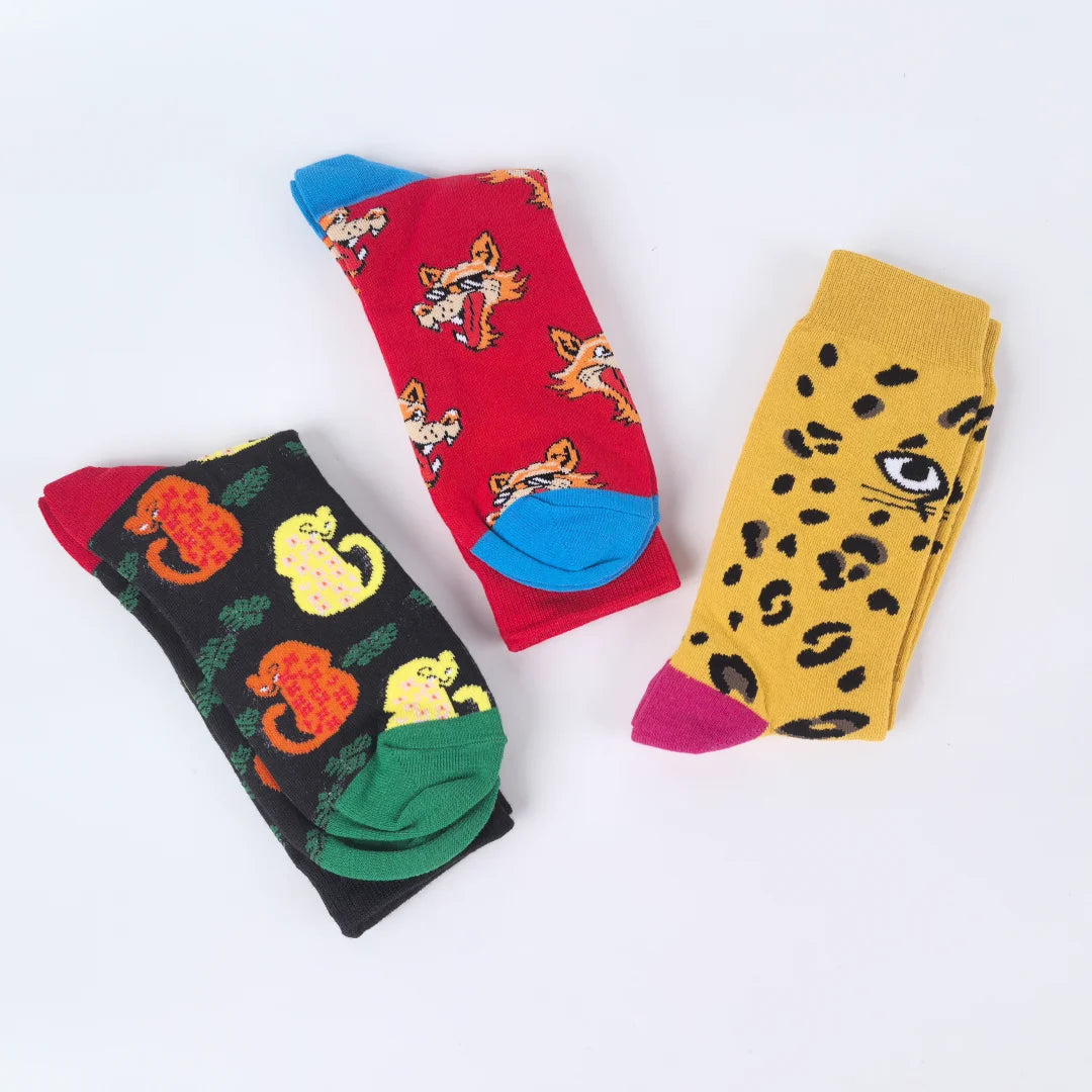 Polyester Elastane Animal Print Mid Calf Socks - 3