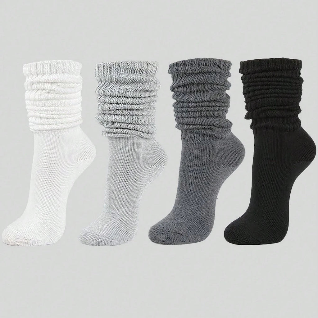 Polyester Elastane Knit Slouch Crew Socks