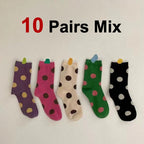 Polyester Elastane Polka Dot Mid Tube Casual Socks