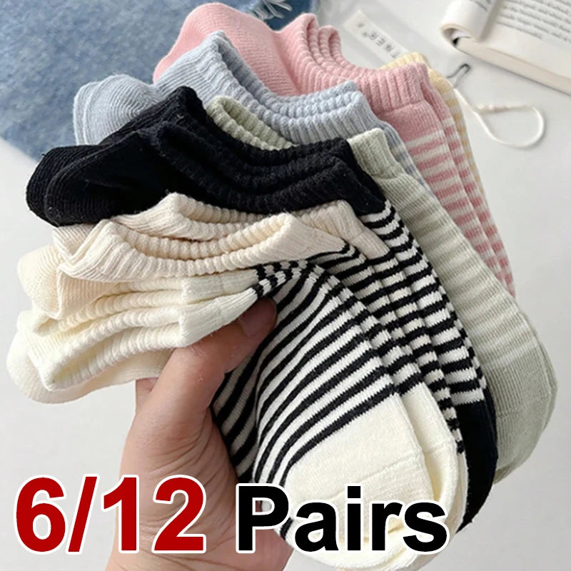 Polyester Elastane Striped Low Cut Casual Socks