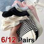 Polyester Elastane Striped Low Cut Casual Socks