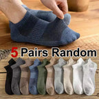 Men Polyester Elastane Low Cut No Show Casual Athletic Socks
