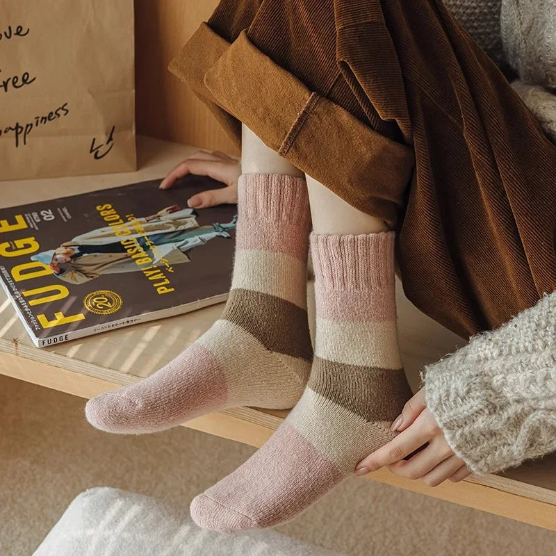 Thick Striped Plush Winter Socks for Women