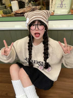 Polyester Knit Cat Ear Beanie Hat with Star Decor