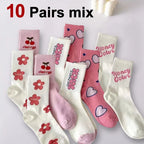 Polyester Elastane Cartoon Printed Mid Tube Casual Socks