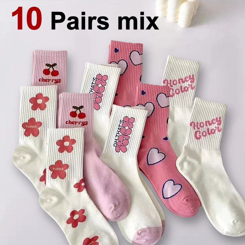 Polyester Elastane Cartoon Printed Mid Tube Casual Socks