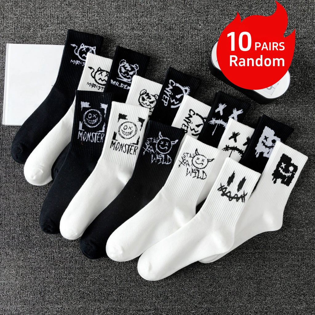 Polyester Elastane Crew Socks Graphic Print