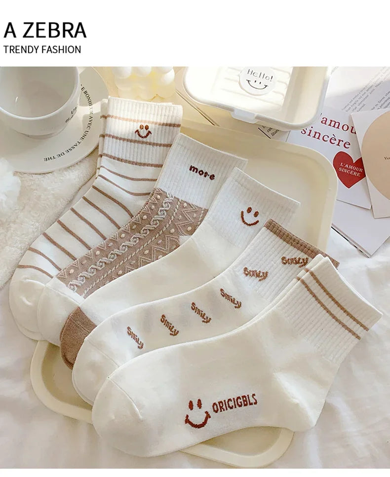 Polyester Blend Mid Tube Socks Women Casual Daily Wear