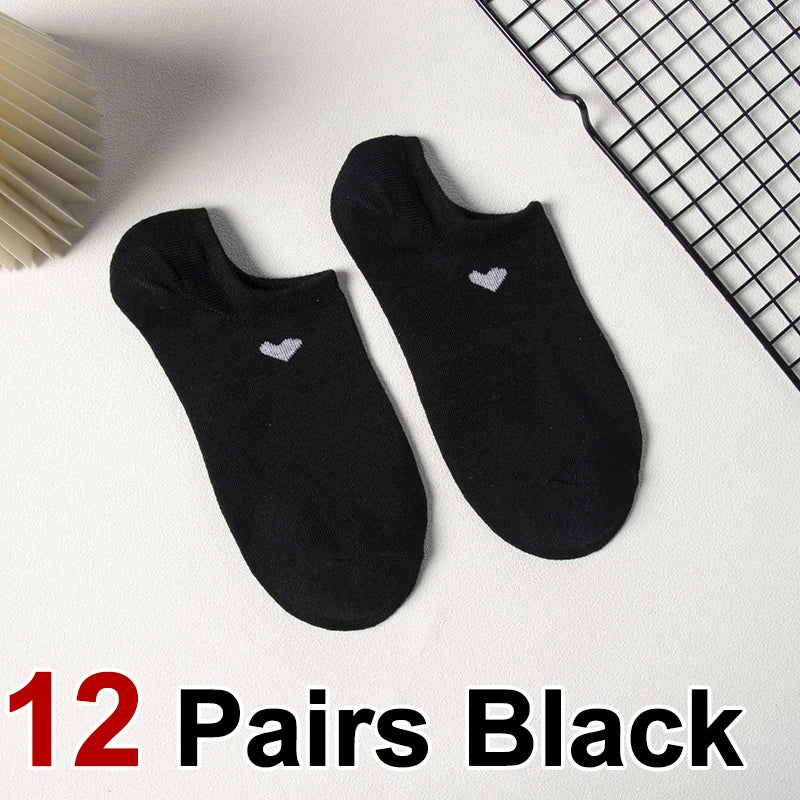 Polyester Elastane Low Cut Casual Heart Print Women Socks - 15