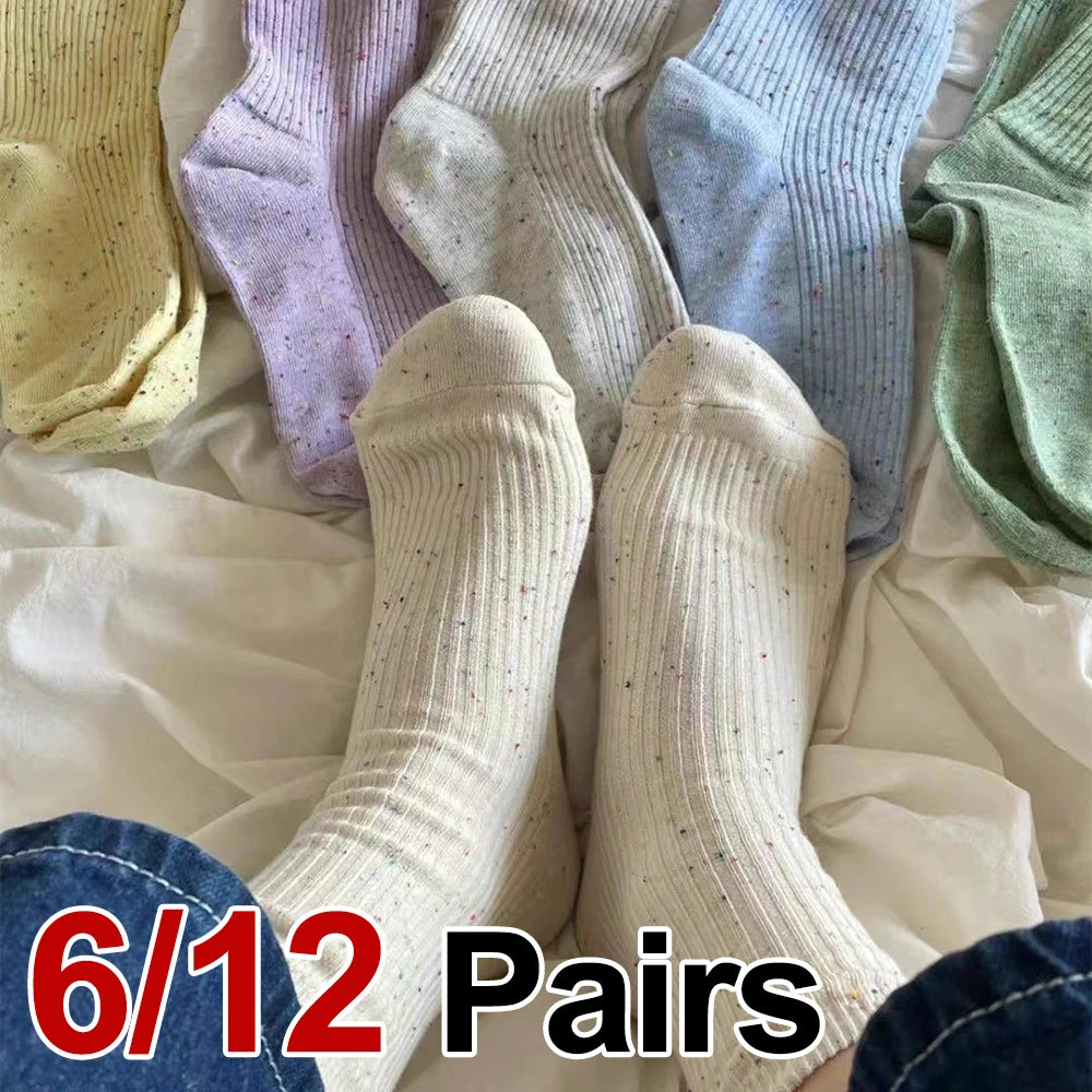 Polyester Elastane Blend Mid Tube Casual Socks