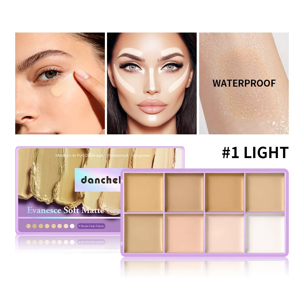 8 Shade Cream Concealer Palette and Contour Kit