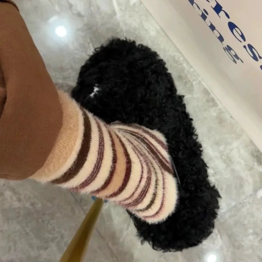 Plush Cartoon Mid Calf Socks Polyester Blend