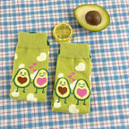 Cotton Blend Avocado Print Mid Calf Socks