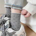 Polyester Elastane Polka Dot Mid Tube Casual Socks